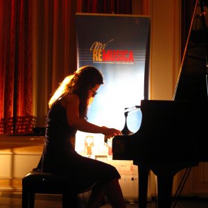 Yllka Istrefi performing at the Remusica Festival in Swiss Diamond Hotel Prishtina